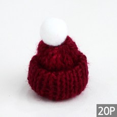 화분 크리스마트 트리 소품 장식 미니 방울 털모자 꾸미기 인테리어 가든픽 스투키, 버건디, 20개