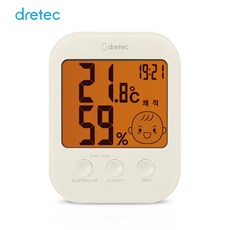 드레텍 신생아 온습도계 디지털 백라이트 시계 O-435, 1개, 아이보리