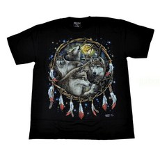 【Mr.17】夜光 動物 狼 羽毛 灰狼 哈雷 重機 刺青 紋身 動物T 不黏不掉色進口特色T恤 (GR509), 1個, M