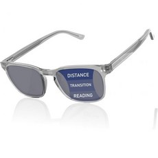 프로그레시브 멀티포컬 리딩 선글라스 남성 노 라인 바이포컬 선 리더 코어 와이어 제로 탑 스프링 힌지 UV400 포함, Grey/0 Top/20 Ft, 3.0 x, 1개