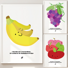 퍼플더스트 과일 포스터 바나나 그림, 포도