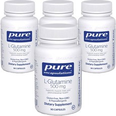 퓨어인캡슐레이션 L-글루타민 500mg 캡슐, 90정, 4개