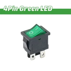 KCD1 로커 스위치 15x21MM 래칭 전원 인디케이터 라이트 포함 2/3/4 핀 6A 250V 10A, 01 20PCS, 02 4Pin Green LED
