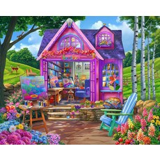 CEACO 500피스 직소 퍼즐 - She Shed Studio 66 x 48.3cm(26 19인치) 고해상도 플로럴 아트 및 인터로킹 플라워 성인용 편안한 포커스 세트 쉬운, CEACO 500피스 직소 퍼즐 - She Shed S