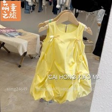 韓版兒童新款女童洋裝夏季兒童洋氣時髦可愛蝴蝶結公主裙背心裙 萌童