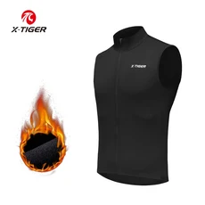 X-TIGER 사이클링 재킷 조끼 방풍 열 슬리브리스 경량 탑 의류 반사