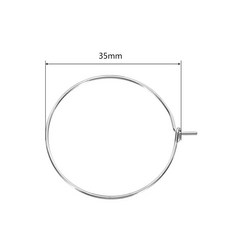 100pcs 와인 라벨링 실버 금속 유리 매력 반지 와이어 농구 음료 마커 20mm-35mm, 35mm