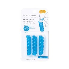 Kutsuwa PUNYU SPIRAL 軟彈性握筆器3入裝 - 舒適握筆 矯正握姿, 1個, 透明天藍色73(螺旋RB033)