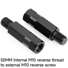 호환 더 긴 확장 검은 바이크 오토바이 백미러 어댑터 M8 8mm M10 10mm 반 시계 방향 오른쪽 왼손 스레드, 03 Anticlockwise M10-50