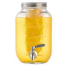 3.8L(1갤런) 음료 디스펜서 파티용 유리 음료 디스펜서 과일 인퓨저 및 스테인리스 스틸 수도꼭지 100% 누출 방지 레모네이드 썬티용 음료 디스펜서