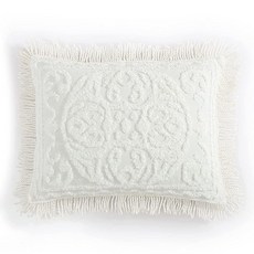 Beatrice Home Fashions Medallion 셔닐 침대보 풀 아이보리