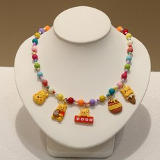 兒童可愛卡通公主項鍊 彩色串珠吊墜飾品 韓版寶寶配飾