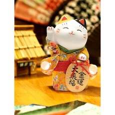 錦彩 和服招財貓擺飾, 7415錦彩ちりめん招き猫金運･小