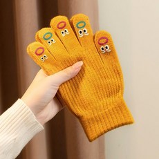可愛毛絨手套女秋冬季搞怪露指觸屏五指手套針織毛線保暖學生騎行 副廠商品