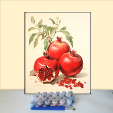 과일 그림그리기 돈들어오는 유화 세트 DIY캔버스페인팅 40x50cm 인테리어그림 집들이 선물용 장식 다용도 DIY취미생활추천, 석류, 1개