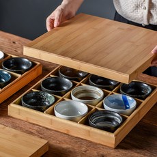 격자나눔접시 오마카세 일본 그릇 칸나눔 접시 구절판, 6칸 (뚜껑 포함)