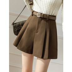 플리츠 모직치마바지 여성용 하이웨이스트 스타일링 외출용 모던한 디자인