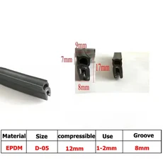1미터 실리콘 씰링 스트립 U 상단 버블 오븐 고온 고무 충돌 방지 금속 가장자리 밴딩 부품, 01 1 Meter, 05 D-38