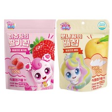캐치티니핑 동결건조 과일칩 하츄핑 딸기칩 + 뽀니핑 배칩, 27g, 1세트
