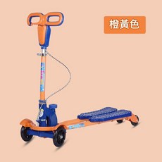 蛙式兒童滑板車 摺疊, 橙黃色手剎PU閃光輪, 1個