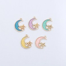 메탈 달과별 에폭 팬던트 참장식, 02. 옐로우, 1개