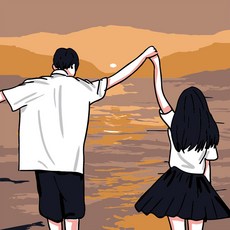 유화그리기세트 diy유화세트 2020 20x20cm 커플그림, 1세트, 러브 2