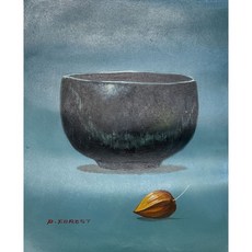 戊辰美學 純手繪油畫 小品畫 容器靜物 古希臘風格陶瓶 黑釉陶器 寫實質感, 1個, 黑釉陶器20*25cm