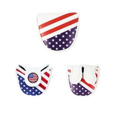 GF23006 推桿套 高爾夫球頭保護套, 美國國旗白色(單耳), 1個