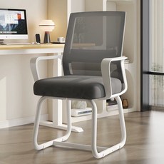 FONOW 바퀴 없는 사무용 사무실 회의실 메쉬 의자 학생 허리편한 인체공학 독서실 체어, 1개, 그레이+화이트