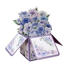 도원스타일 입체 팝업 플라워 카드 꽃바구니 편지지 어버이날 스승의날 생일 축하 메시지 카드, 1개, 퍼플 플라워