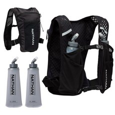 Nathan - 퀵 스타트 3.0 4L 임페리얼 퍼플/리플렉티브 실버 OSFM, (2) 14oz Flasks Black/Reflecti