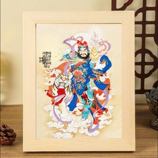 조공명 무재신 조원수 고화질 족자 벽걸이 거실 풍수 그림 탁상용 액자 인테리어, 02 원목 색상