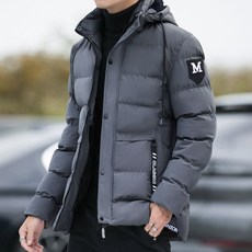 冬季男生鋪棉防風外套 - 韓版加厚保暖連帽羽絨夾克