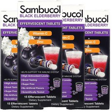 삼부콜 블랙 엘더베리 + 비타민 C 엔 아연 발포정 타블렛, 4개, 15정