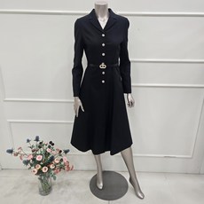 미니멈 여성용 카라넥 플레어 원피스