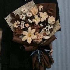 모루 꽃다발 키트 시들지않는 시들지않는꽃 재료 튤립 대형, 대형 빈티지 혼합 꽃다발 키트, 1개