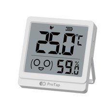 ProTap 가정용 미니 온습도계 장시간 사용 가능 CR2450 배터리 사용 가능 책상 & 자석 & 벽걸이 2-in-1 화이트 E1 mini, 흰색, 1개