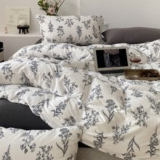 復古碎花全棉針織棉四件套 小清新文藝純棉天竺棉軟糯被套 1.8m床品, 粉色雛菊,200*230cm三件套（單被套+枕套兩