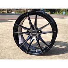 FK鋁圈 17吋 5/112 SF801 黑車面 黑金油, 1個