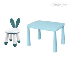 ikea 兒童學習桌椅組 幼兒園多功能桌椅 高度可調節 環保安全材質 穩固防滑 人體工學護脊 藍色, 藍色高PVC叫叫凳+桌子(無抽屜)