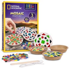 NATIONAL GEOGRAPHIC 아동용 마블링 페인트 키트 - 및 물 페인팅 예술 공예 키트로 대리석 아트 12장 만들기(아마존 .) 382051, Mosaic Craft Kit