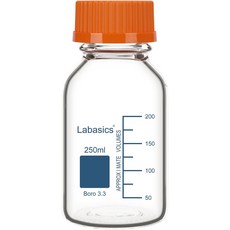 실험실 보관용 주황색 GL45 캡이 있는 라바식 보로실리케이트 유리 매체 보관 병 1팩 250ml, 8.5 Ounces