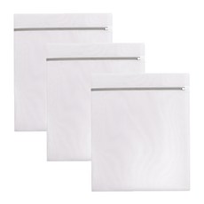 사각 메쉬 세탁망 40x50cm 촘촘한 지퍼 빨래망, 3개, 다용도, 화이트