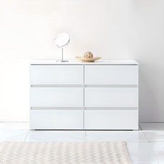 데코퍼니쳐 아론 와이드 3단 서랍장 방문설치, 화이트, 6개