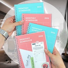 2026년 A5 월간날짜형 플래너 회사수첩 스케줄러 양장수첩 메모수첩 스프링다이어리 휴대용수첩, 핑크