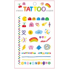 쁘띠팬시타투스티커-TS003레인보우두들(물필요없는), 쁘띠팬시 타투스티커TS-003 레인보우두들, 1개