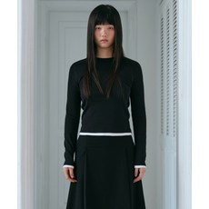 MUSINSA STANDARD WOMAN 우먼즈 레이어드 헴 슬림 긴소매 티셔츠 [블랙/화이트] 201380