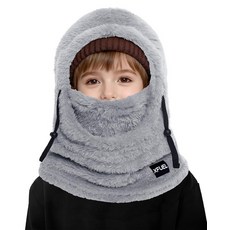 XFUEL 겨울 방한모 페이스 마스크 보온 스키 후드 모자 방풍 넥 워머 스카프 용 옐로우 단일 사이즈 240638, 라이트 그레이