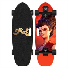 陸地衝浪板 S5 初學者免蹬地楓木兒童青年滑板, 哪吒5號,29英寸手提款【不閃輪】, 1個