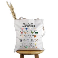 PWHAOO 야구 애호가 선물 알파벳 토트 백 선수 팀 핸드백 엄마 선물 T 미디엄